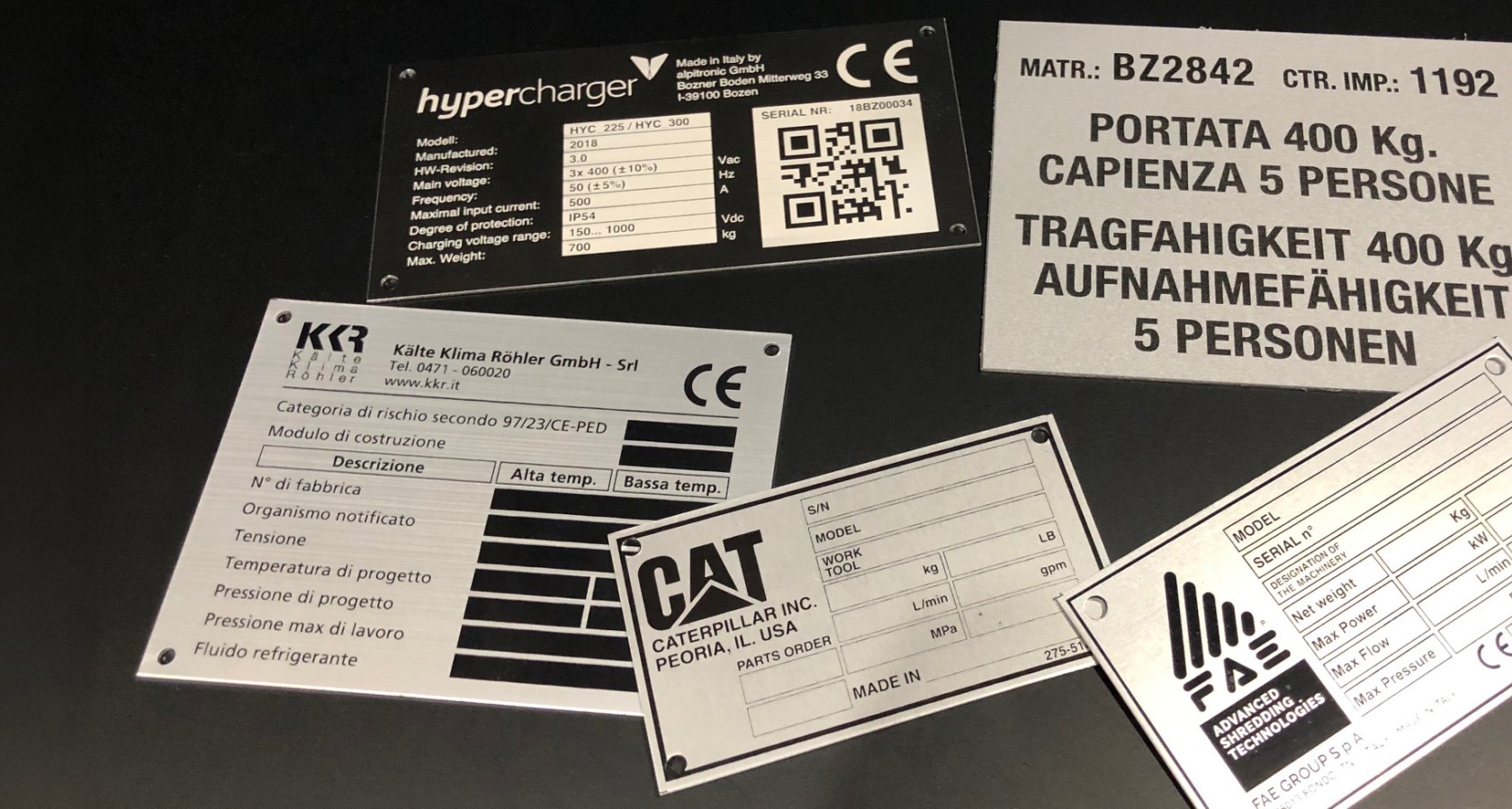 Targhette alluminio stampate